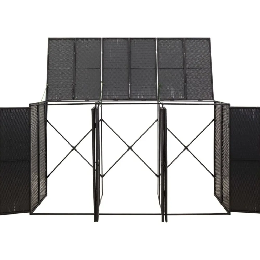 vidaXL Productos Del Hogar-Cobertizo para 3 contenedores de basura ratán PE 207x80x117 cm