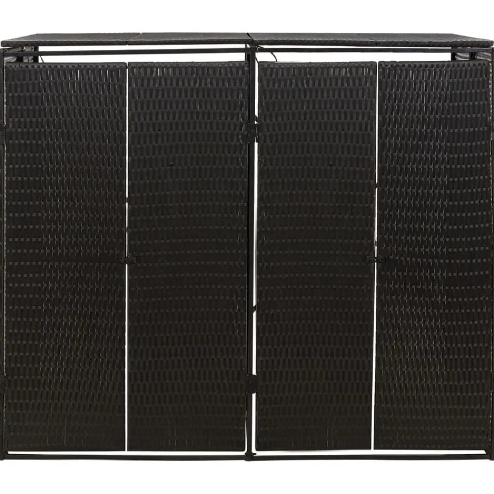vidaXL Cobertizo para 2 contenedores de basura ratán PE 140x80x117cm Negro Online