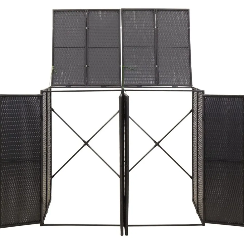 vidaXL Cobertizo para 2 contenedores de basura ratán PE 140x80x117cm Negro Online