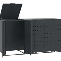 vidaXL Productos Del Hogar-Cobertizo para 3 cubos de basura acero 207x79x117 cm