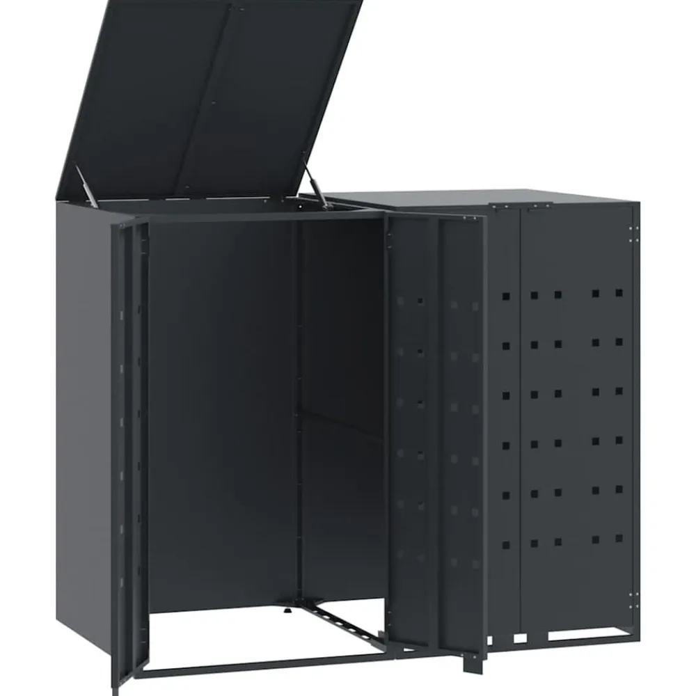 vidaXL Productos Del Hogar-Cobertizo para 2 cubos de basura acero 138x79x117 cm