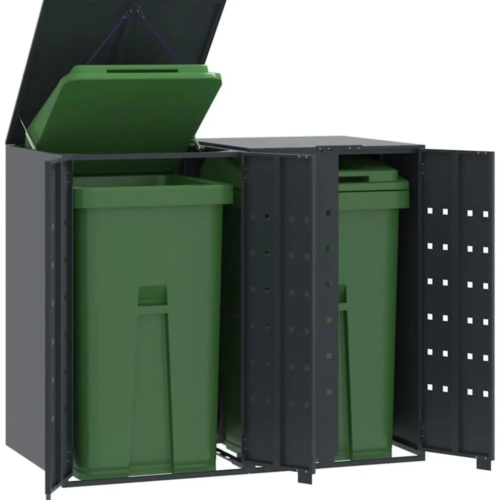 vidaXL Productos Del Hogar-Cobertizo para 2 cubos de basura acero 138x79x117 cm