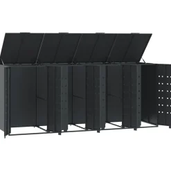 vidaXL Cobertizo para 4 cubos de basura acero 276x79x117 cm Antracita Hot