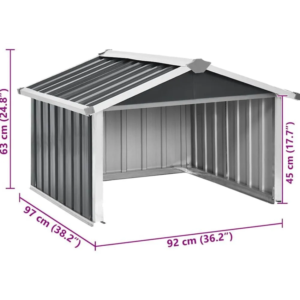 vidaXL Cobertizo para cortacésped acero galvanizado 92x97x63 cm Antracita New