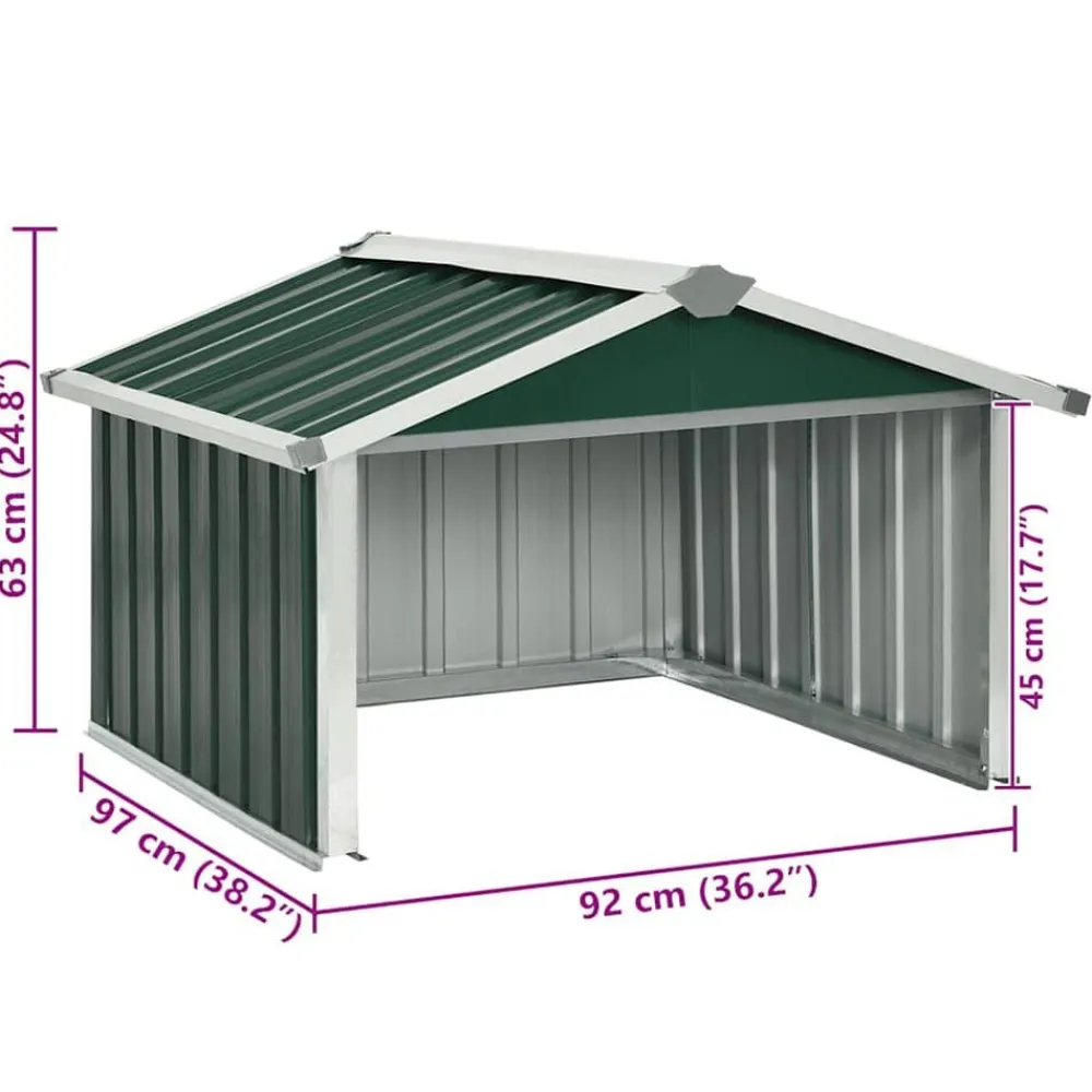 vidaXL Cobertizo para cortacésped acero galvanizado 92x97x63 cm Verde Sale