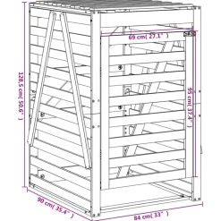 vidaXL Productos Del Hogar-Cobertizo para cubos de basura madera 84x90x128,5cm