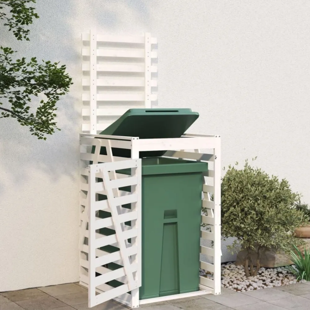 vidaXL Productos Del Hogar-Cobertizo para cubos de basura madera 84x90x128,5cm