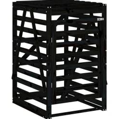 vidaXL Cobertizo para cubos de basura madera 84x90x128,5 cm Pino negro Sale