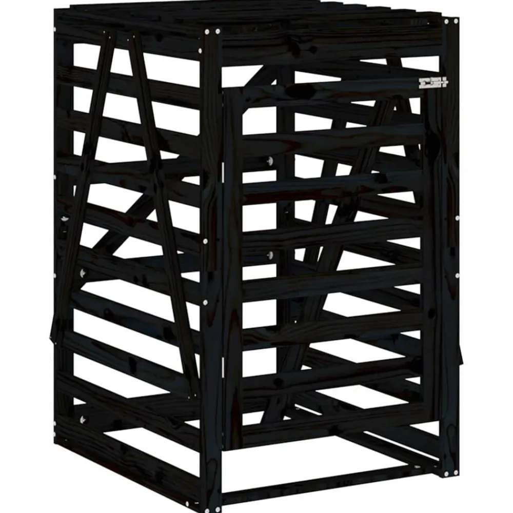 vidaXL Cobertizo para cubos de basura madera 84x90x128,5 cm Pino negro Sale