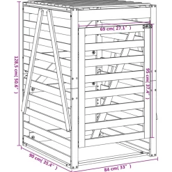 vidaXL Cobertizo para cubos de basura madera 84x90x128,5 cm Pino negro Sale