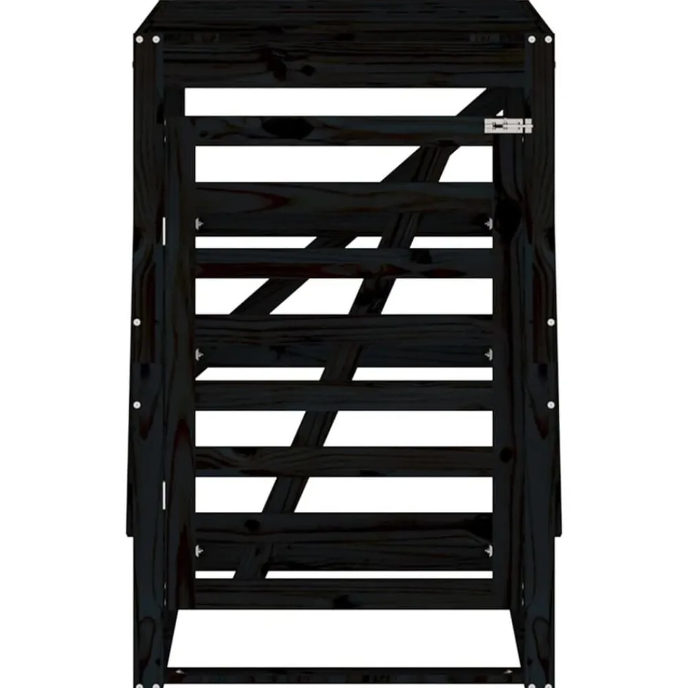 vidaXL Cobertizo para cubos de basura madera 84x90x128,5 cm Pino negro Sale
