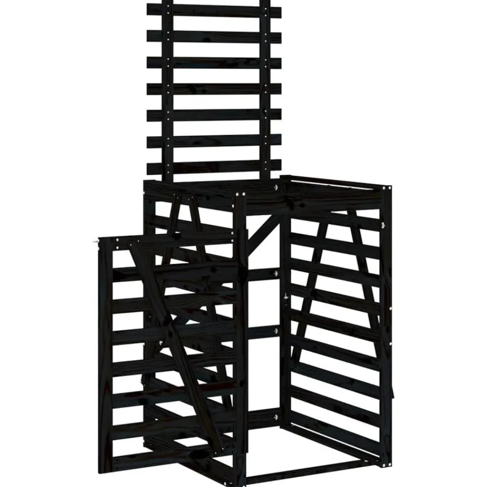 vidaXL Cobertizo para cubos de basura madera 84x90x128,5 cm Pino negro Sale