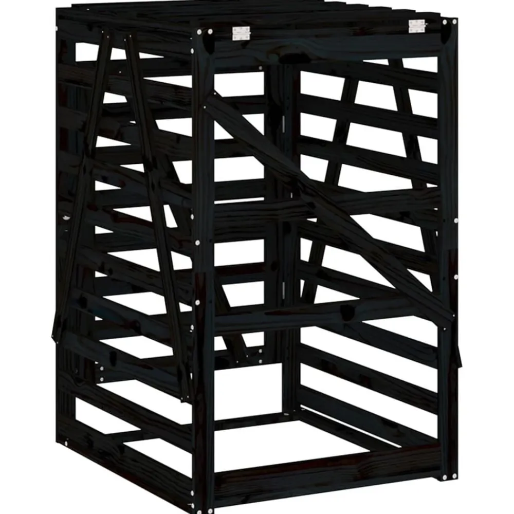 vidaXL Cobertizo para cubos de basura madera 84x90x128,5 cm Pino negro Sale