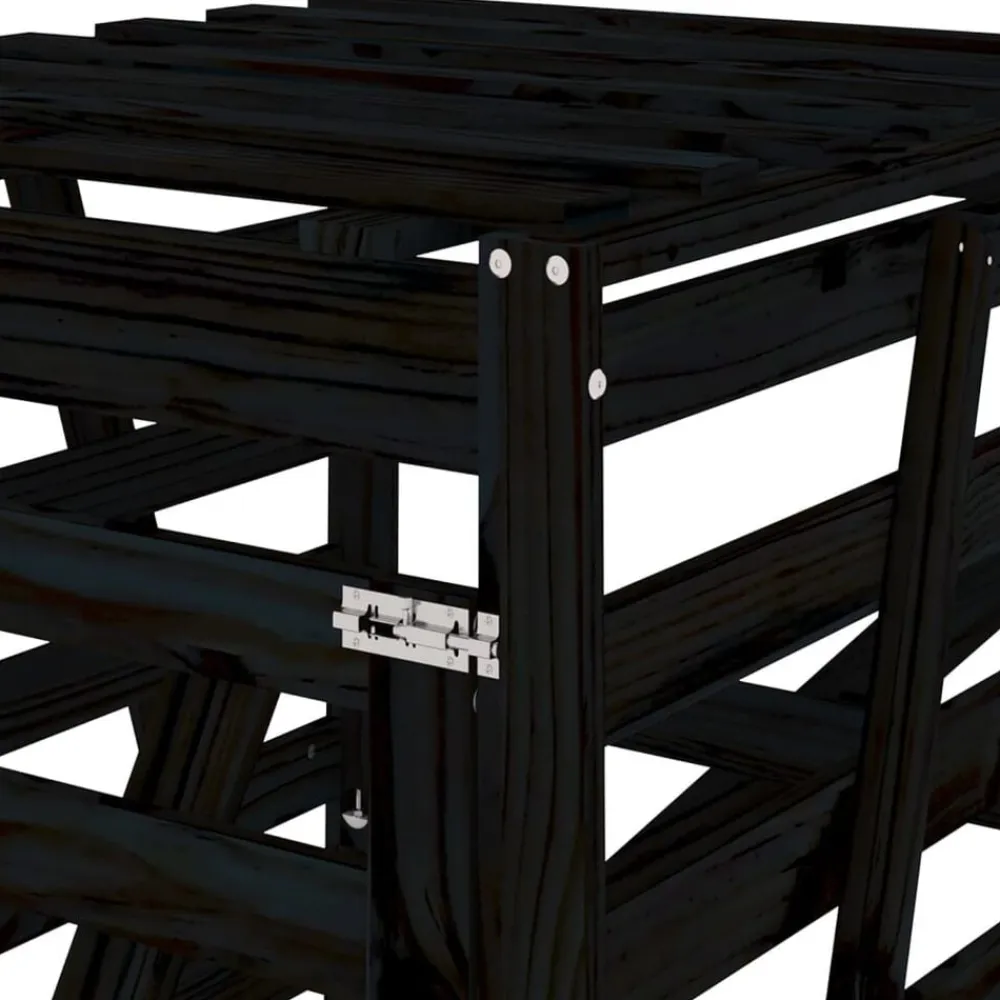 vidaXL Cobertizo para cubos de basura madera 84x90x128,5 cm Pino negro Sale