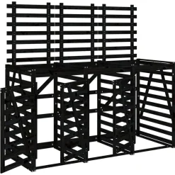 vidaXL Productos Del Hogar-Cobertizo triple para cubos de basura madera maciza
