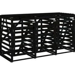 vidaXL Productos Del Hogar-Cobertizo triple para cubos de basura madera maciza