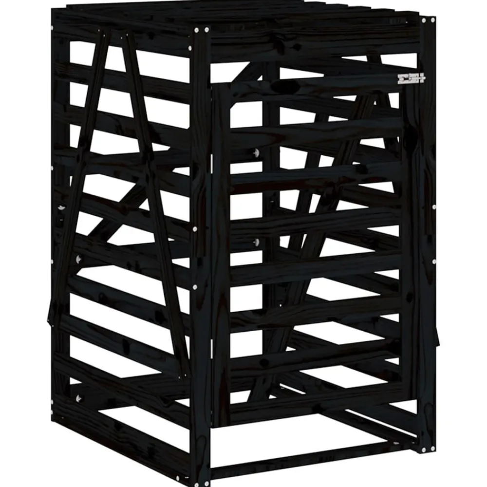 vidaXL Productos Del Hogar-Cobertizo triple para cubos de basura madera maciza