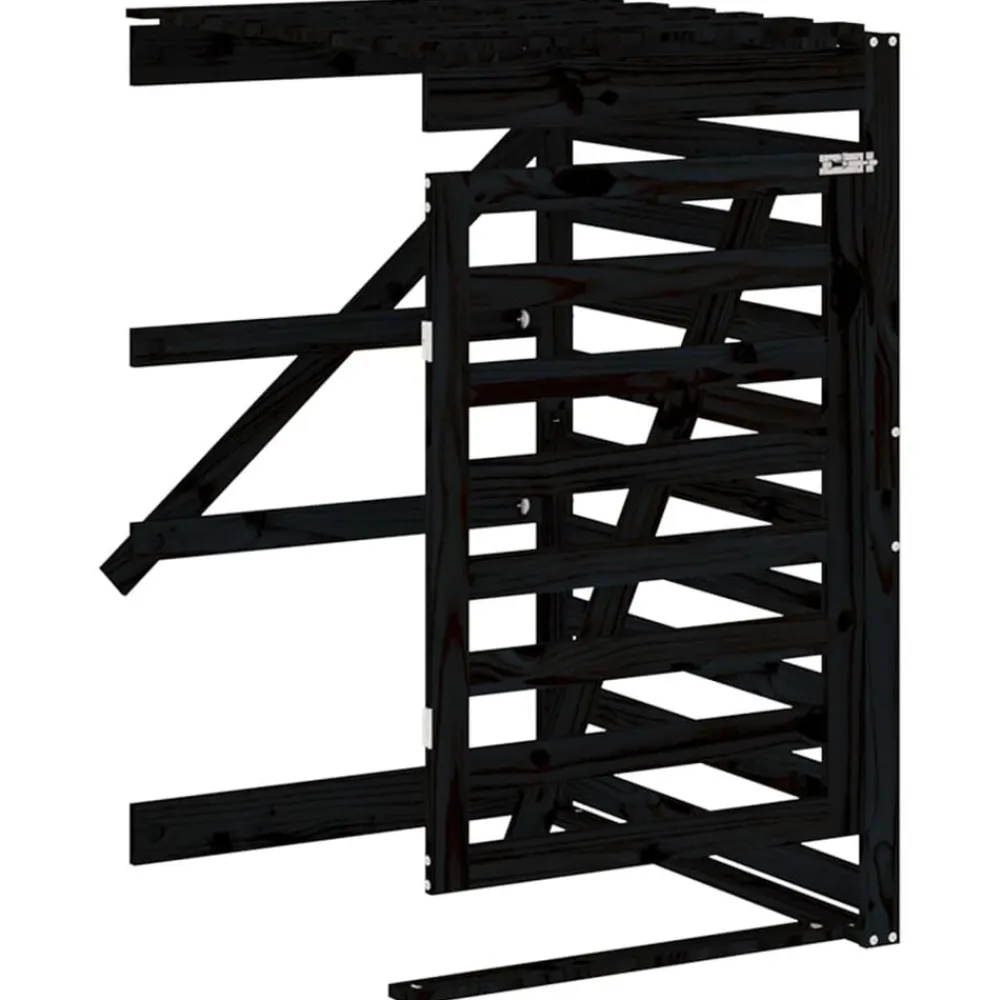 vidaXL Productos Del Hogar-Cobertizo triple para cubos de basura madera maciza