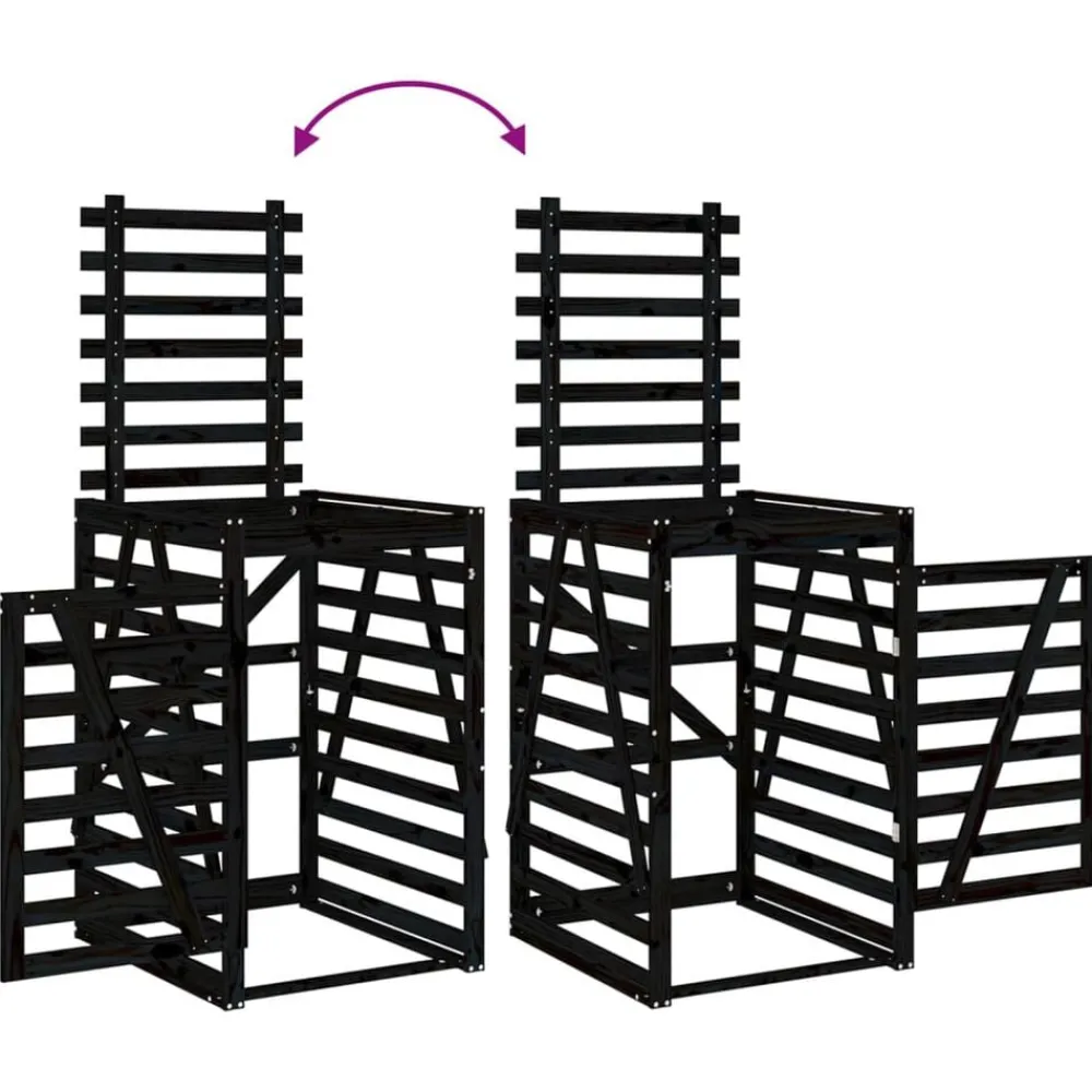 vidaXL Productos Del Hogar-Cobertizo triple para cubos de basura madera maciza