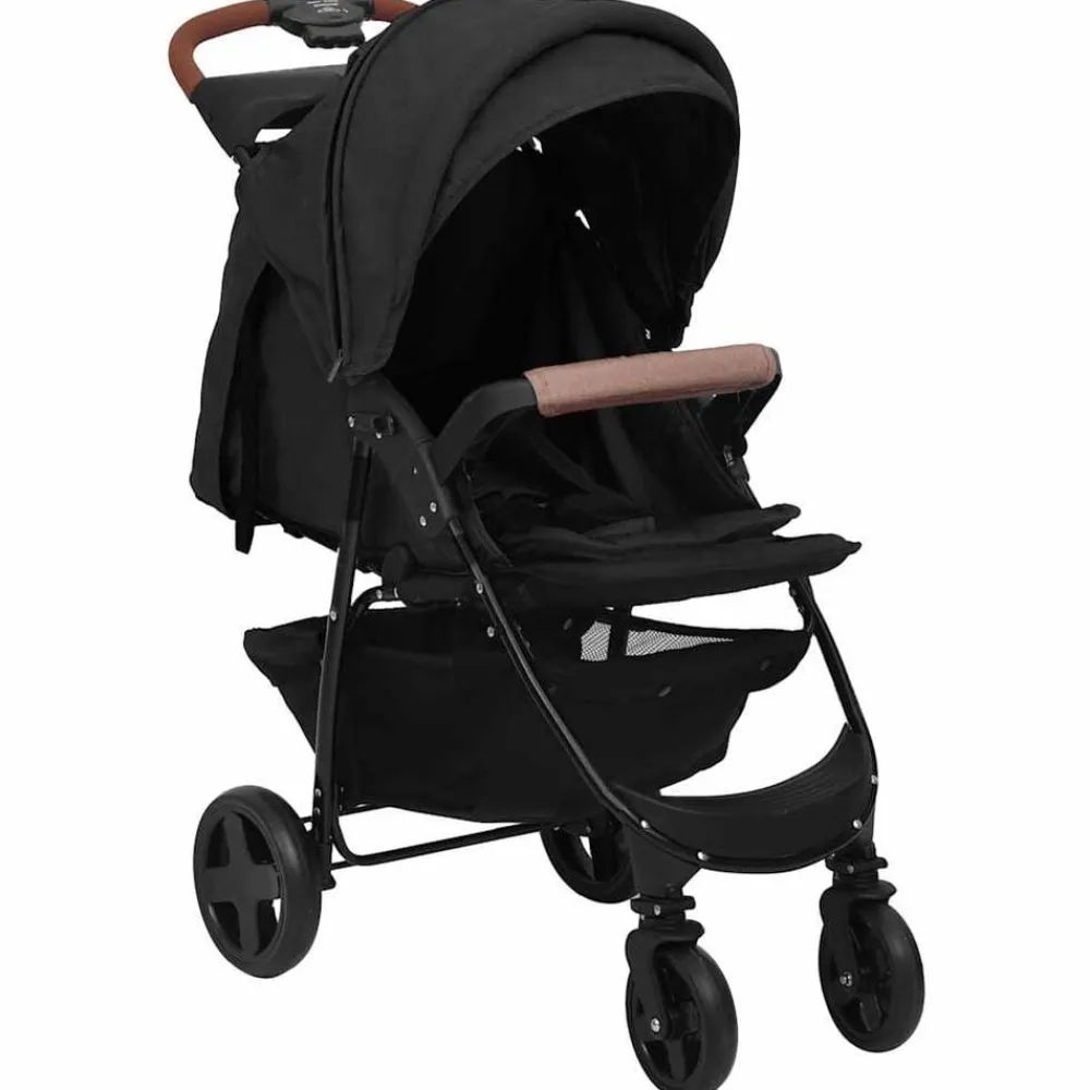 Niños vidaXL Transporte De Bebés-Cochecito de bebé 3 en 1 de acero gris