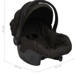 Niños vidaXL Transporte De Bebés-Cochecito de bebé 3 en 1 de acero gris