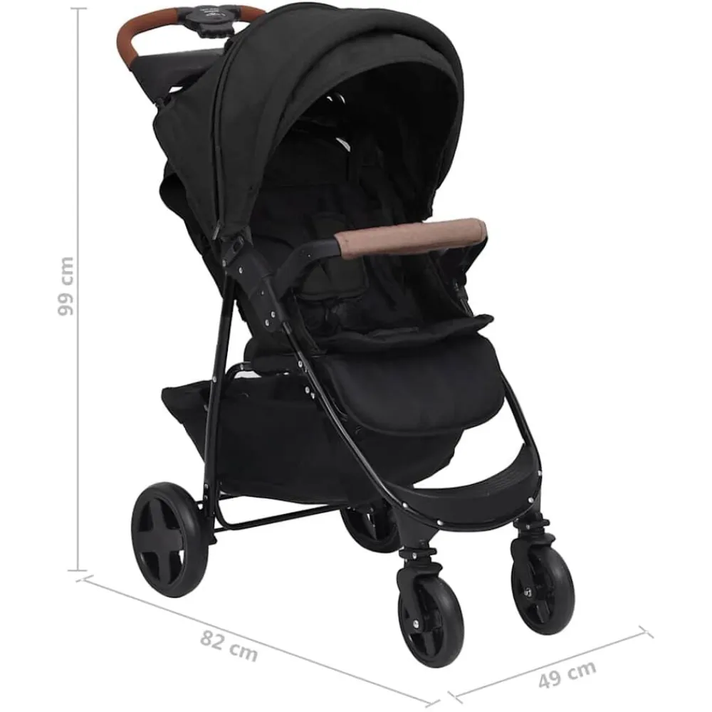 Niños vidaXL Transporte De Bebés-Cochecito de bebé 3 en 1 de acero gris