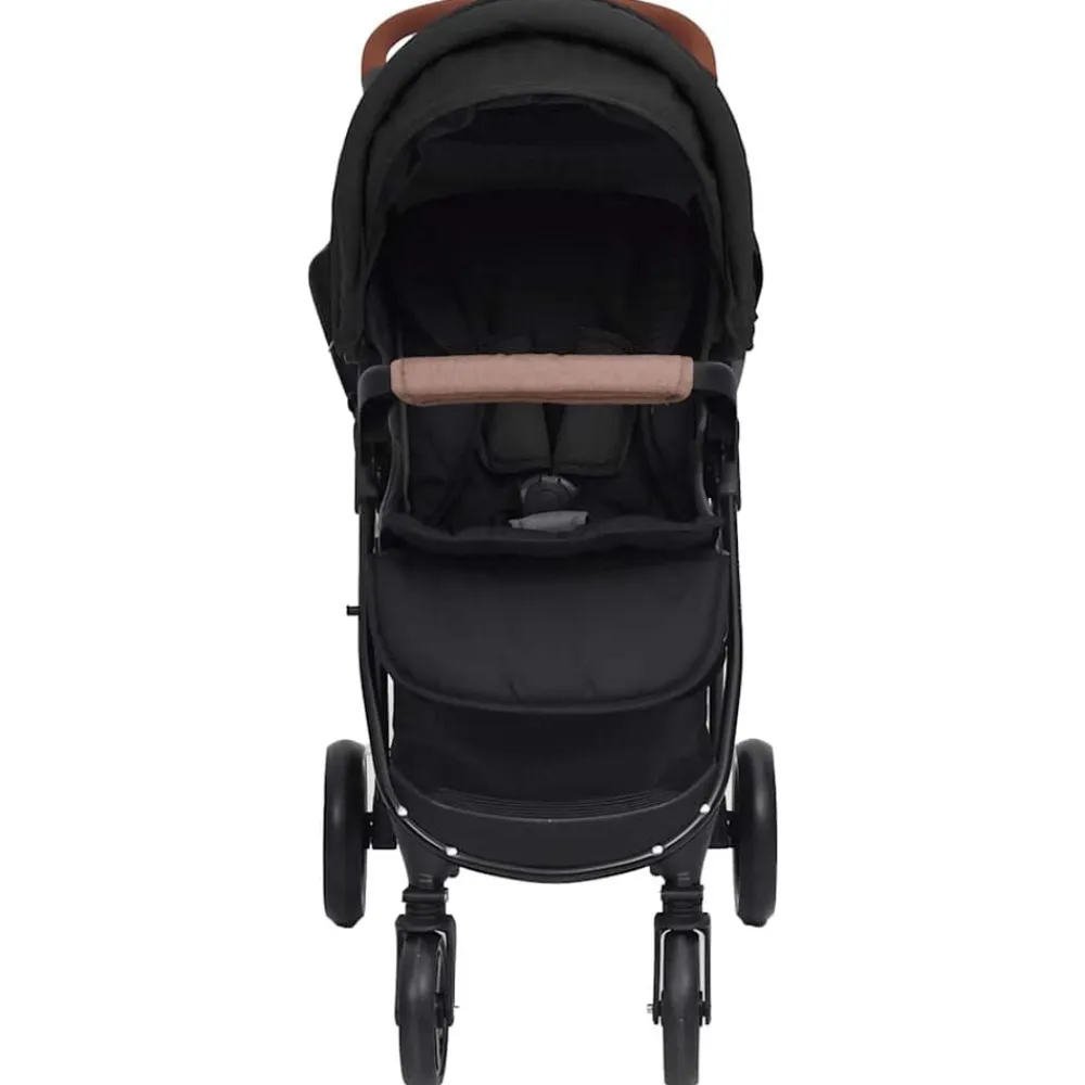 Niños vidaXL Transporte De Bebés-Cochecito de bebé 3 en 1 de acero gris