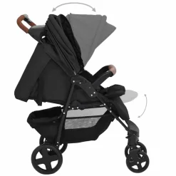 Niños vidaXL Transporte De Bebés-Cochecito de bebé 3 en 1 de acero gris
