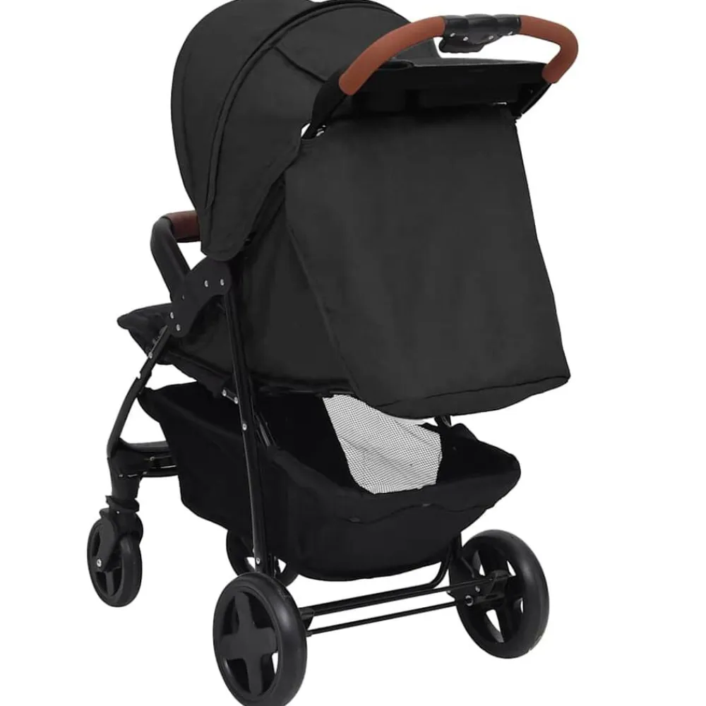 Niños vidaXL Transporte De Bebés-Cochecito de bebé 3 en 1 de acero gris