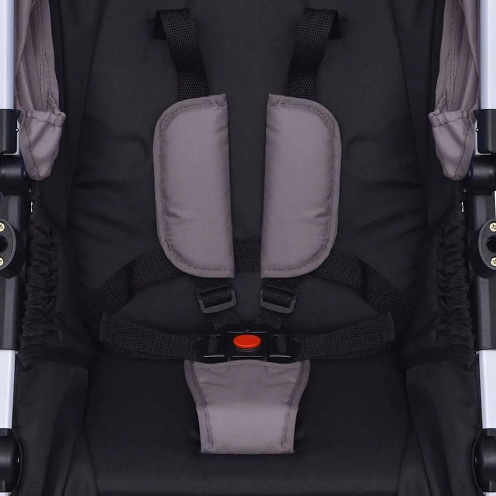 Niños vidaXL Transporte De Bebés-Cochecito de bebé 3 en 1 y negro aluminio