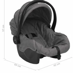 vidaXL Cochecito de bebé 3 en 1 de acero y negro Gris claro Clearance