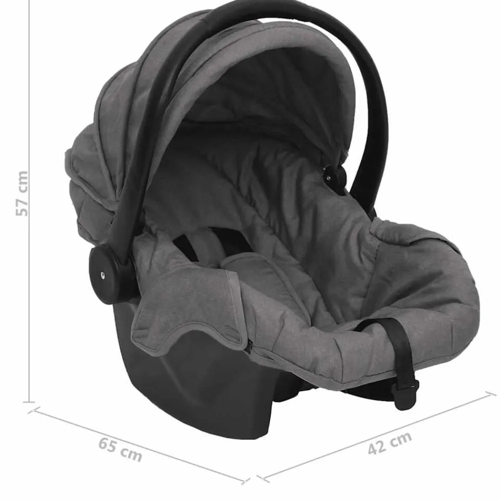 vidaXL Cochecito de bebé 3 en 1 de acero y negro Gris claro Clearance