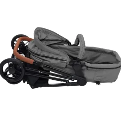 vidaXL Cochecito de bebé 3 en 1 de acero y negro Gris claro Clearance