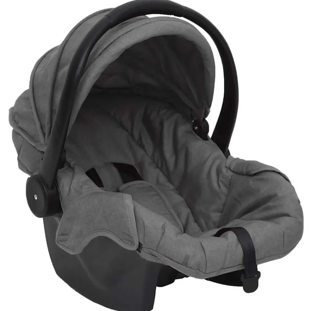 vidaXL Cochecito de bebé 3 en 1 de acero y negro Gris claro Clearance