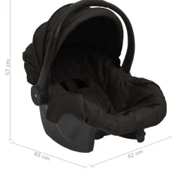 vidaXL Cochecito de bebé 3 en 1 de acero gris y negro Antracita Outlet