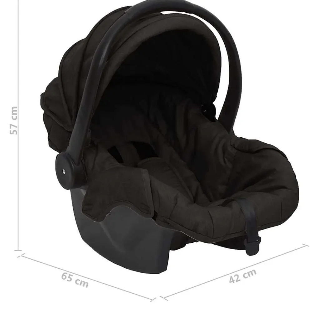 vidaXL Cochecito de bebé 3 en 1 de acero gris y negro Antracita Outlet