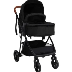 vidaXL Cochecito de bebé 3 en 1 de acero gris y negro Antracita Outlet