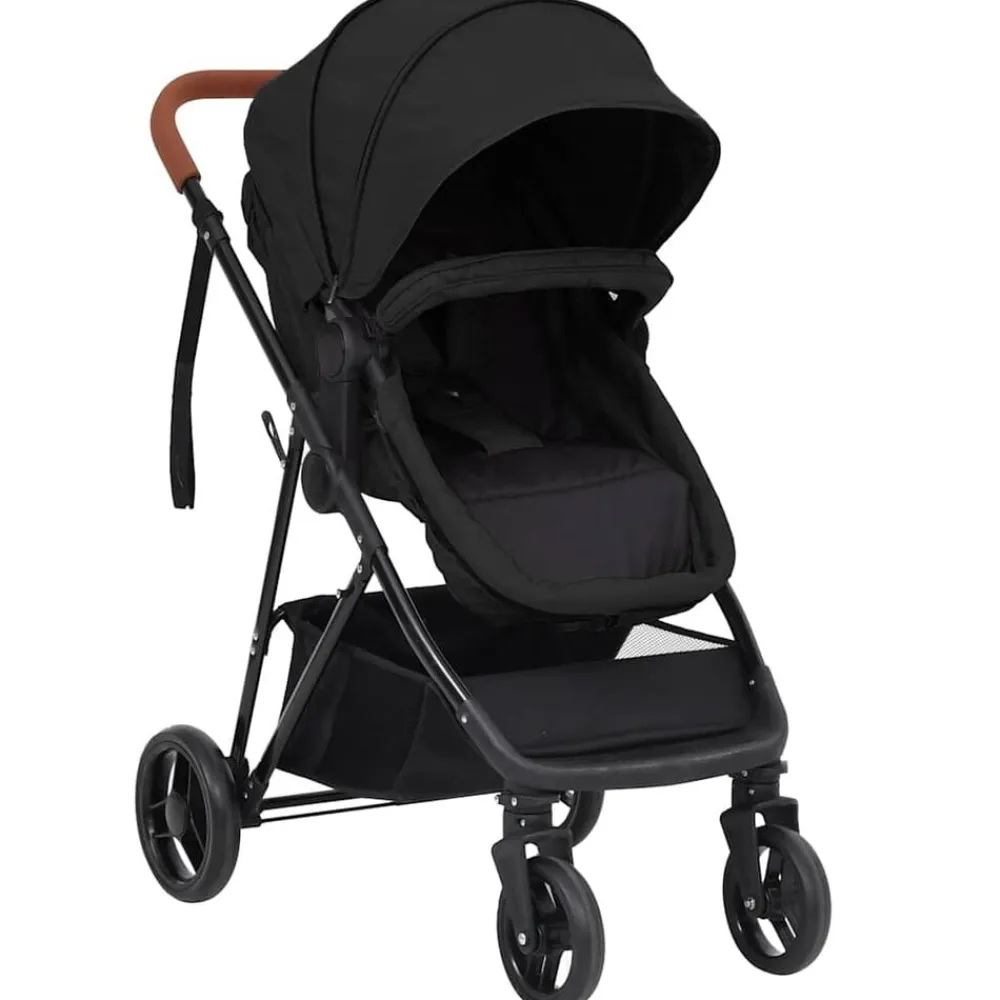 vidaXL Cochecito de bebé 3 en 1 de acero gris y negro Antracita Outlet
