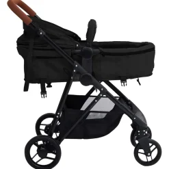 vidaXL Cochecito de bebé 3 en 1 de acero gris y negro Antracita Outlet