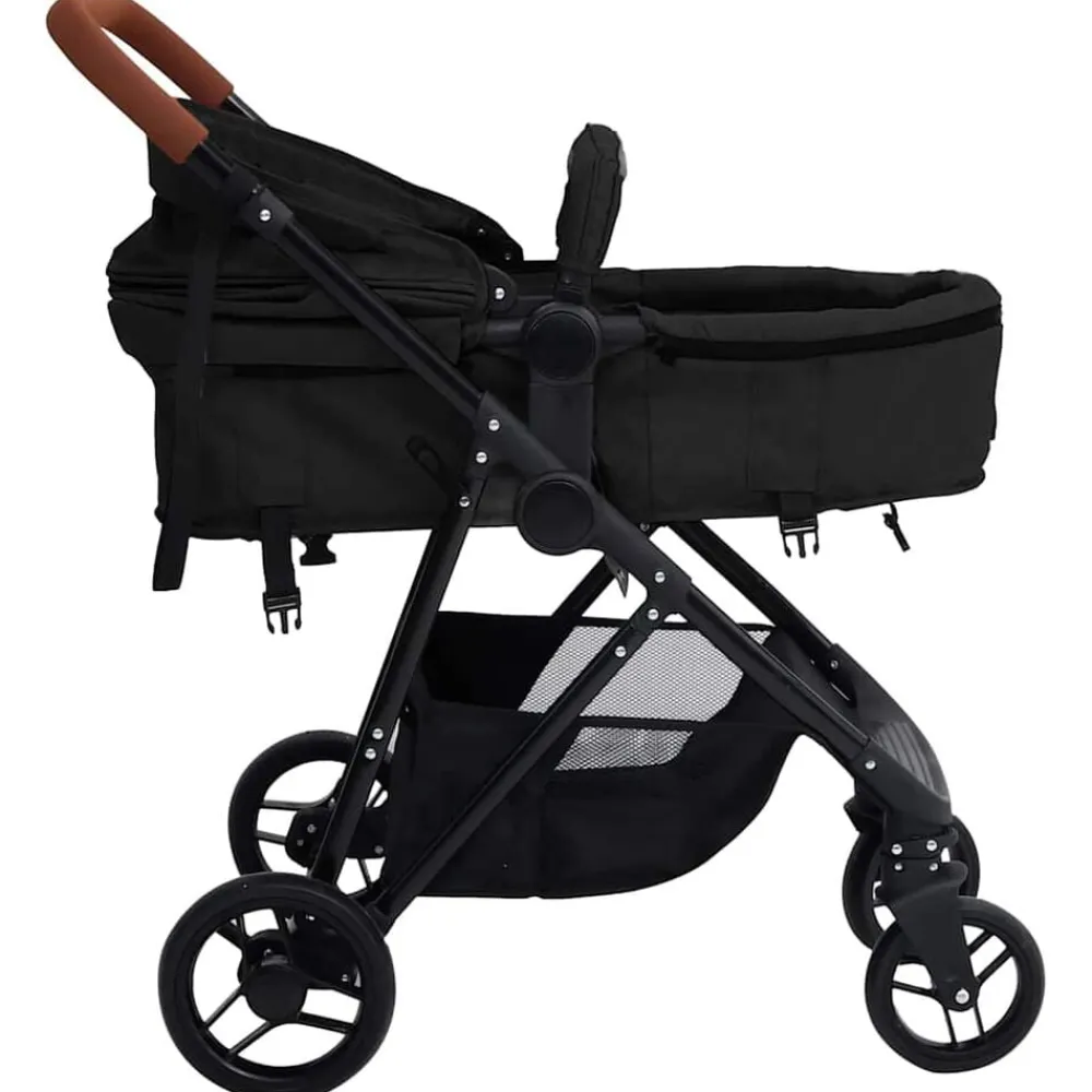 vidaXL Cochecito de bebé 3 en 1 de acero gris y negro Antracita Outlet