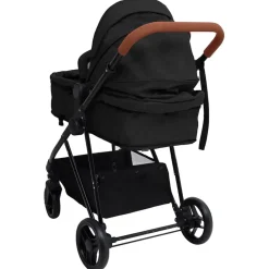 vidaXL Cochecito de bebé 3 en 1 de acero gris y negro Antracita Outlet