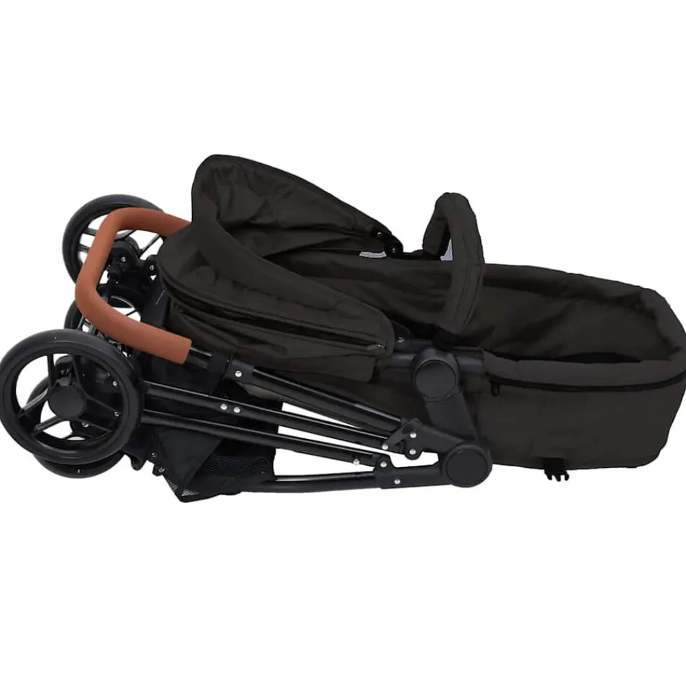 vidaXL Cochecito de bebé 3 en 1 de acero gris y negro Antracita Outlet