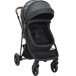 Niños vidaXL Transporte De Bebés-Cochecito de bebé 2 en 1 de acero gris y negro