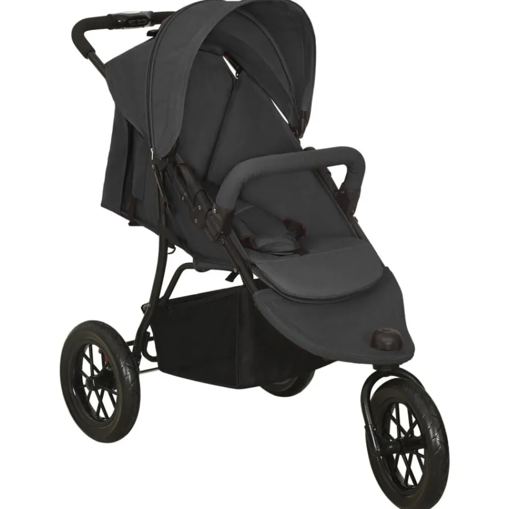 Niños vidaXL Transporte De Bebés-Cochecito de bebé de acero gris