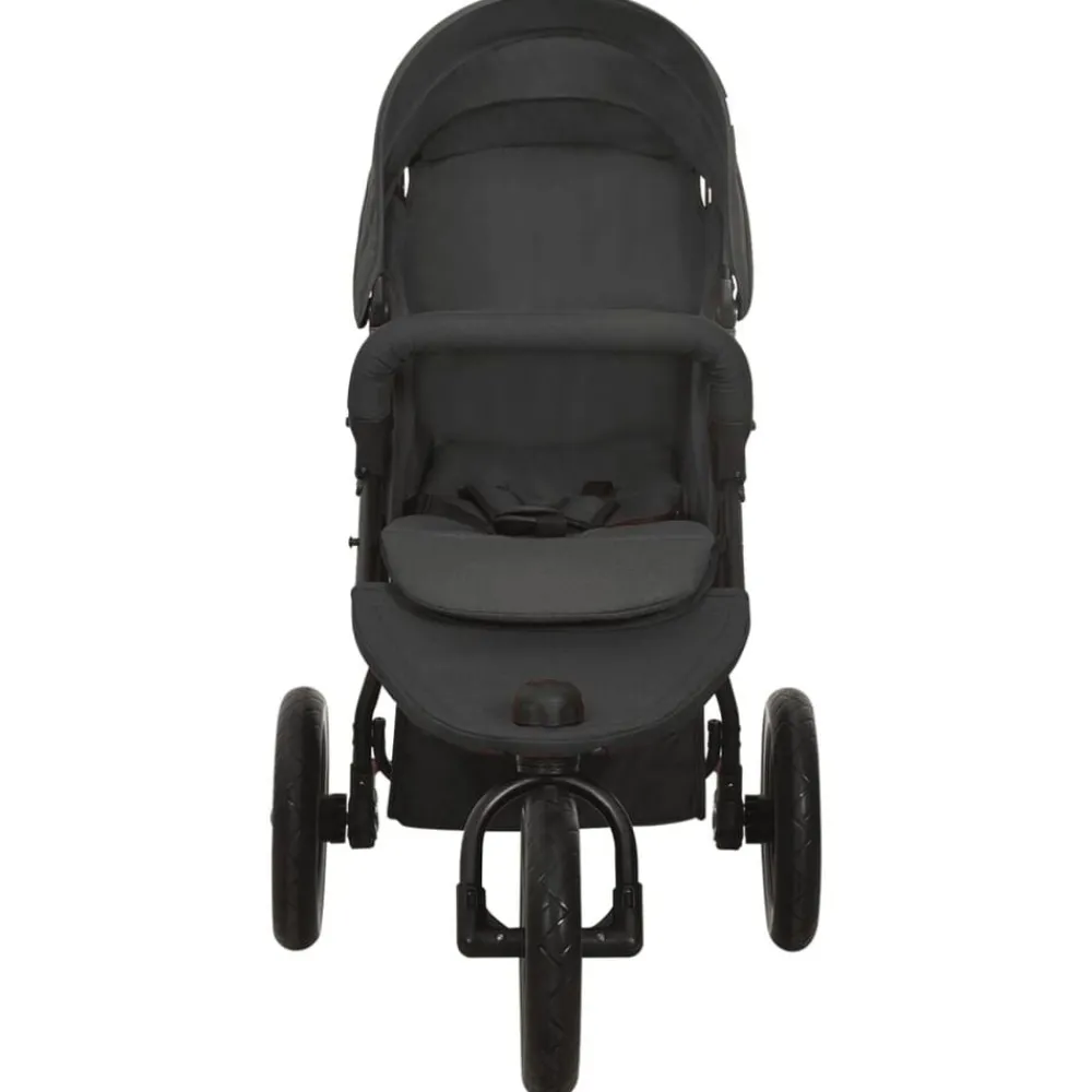 Niños vidaXL Transporte De Bebés-Cochecito de bebé de acero gris