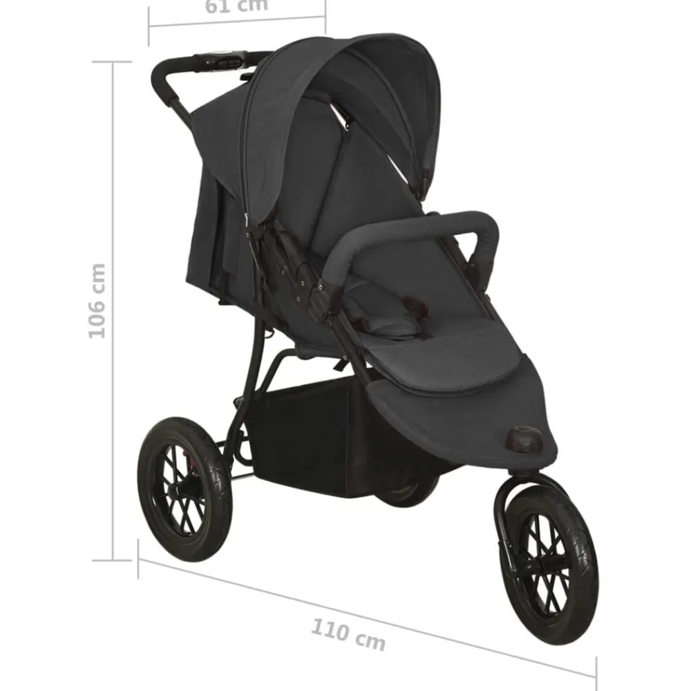 Niños vidaXL Transporte De Bebés-Cochecito de bebé de acero gris