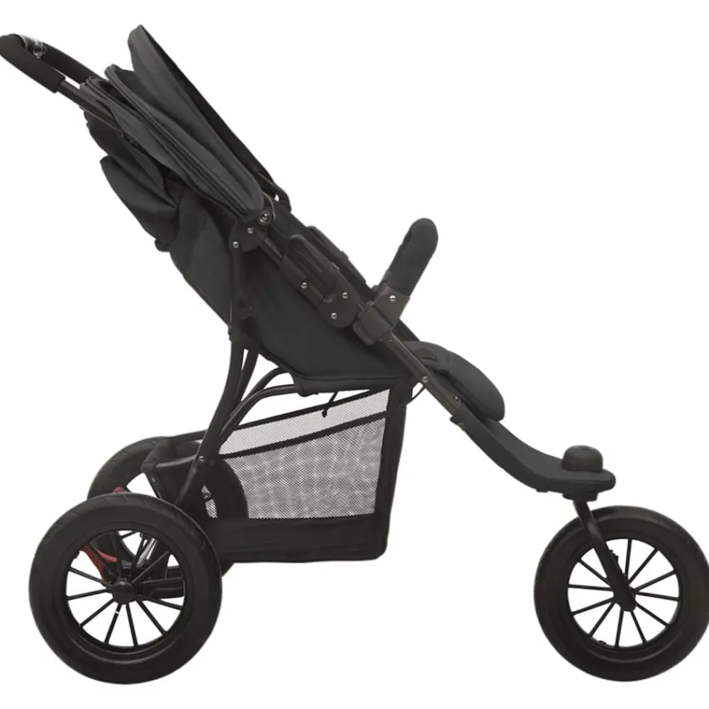 Niños vidaXL Transporte De Bebés-Cochecito de bebé de acero gris