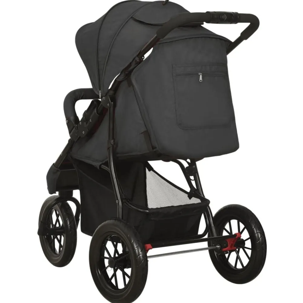 Niños vidaXL Transporte De Bebés-Cochecito de bebé de acero gris