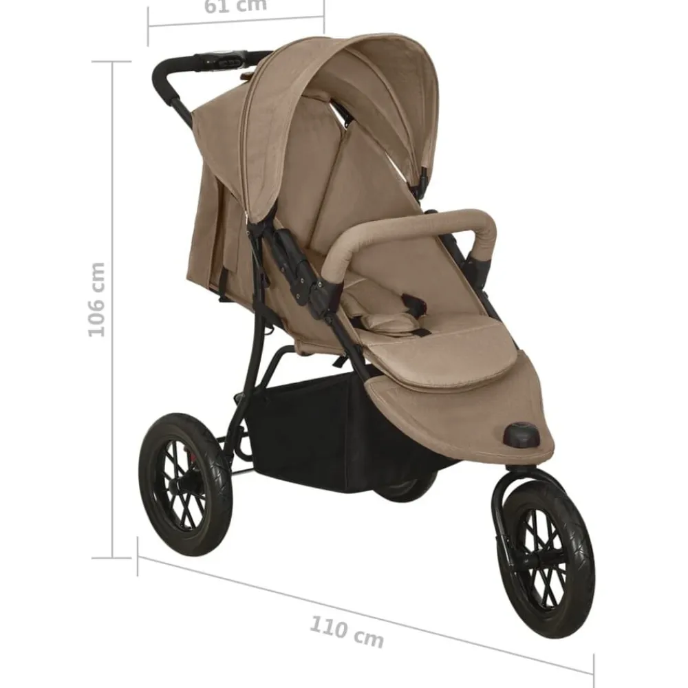 Niños vidaXL Transporte De Bebés-Cochecito de bebé de acero gris taupe