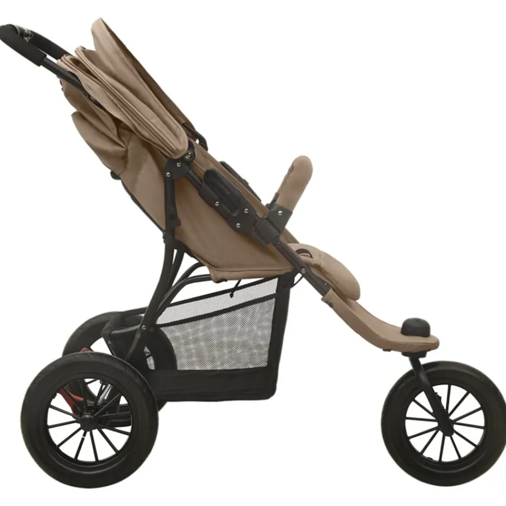 Niños vidaXL Transporte De Bebés-Cochecito de bebé de acero gris taupe